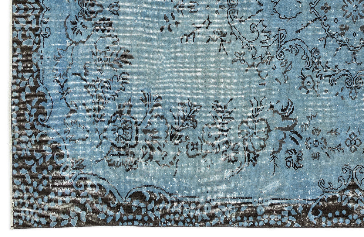 Turquoise  Over Dyed Vintage Rug 5&#39;9&#39;&#39; x 9&#39;3&#39;&#39; ft 175 x 282 cm