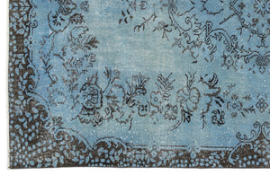 Turquoise  Over Dyed Vintage Rug 5'9'' x 9'3'' ft 175 x 282 cm