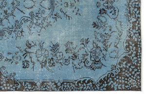 Turquoise  Over Dyed Vintage Rug 5'9'' x 9'3'' ft 175 x 282 cm