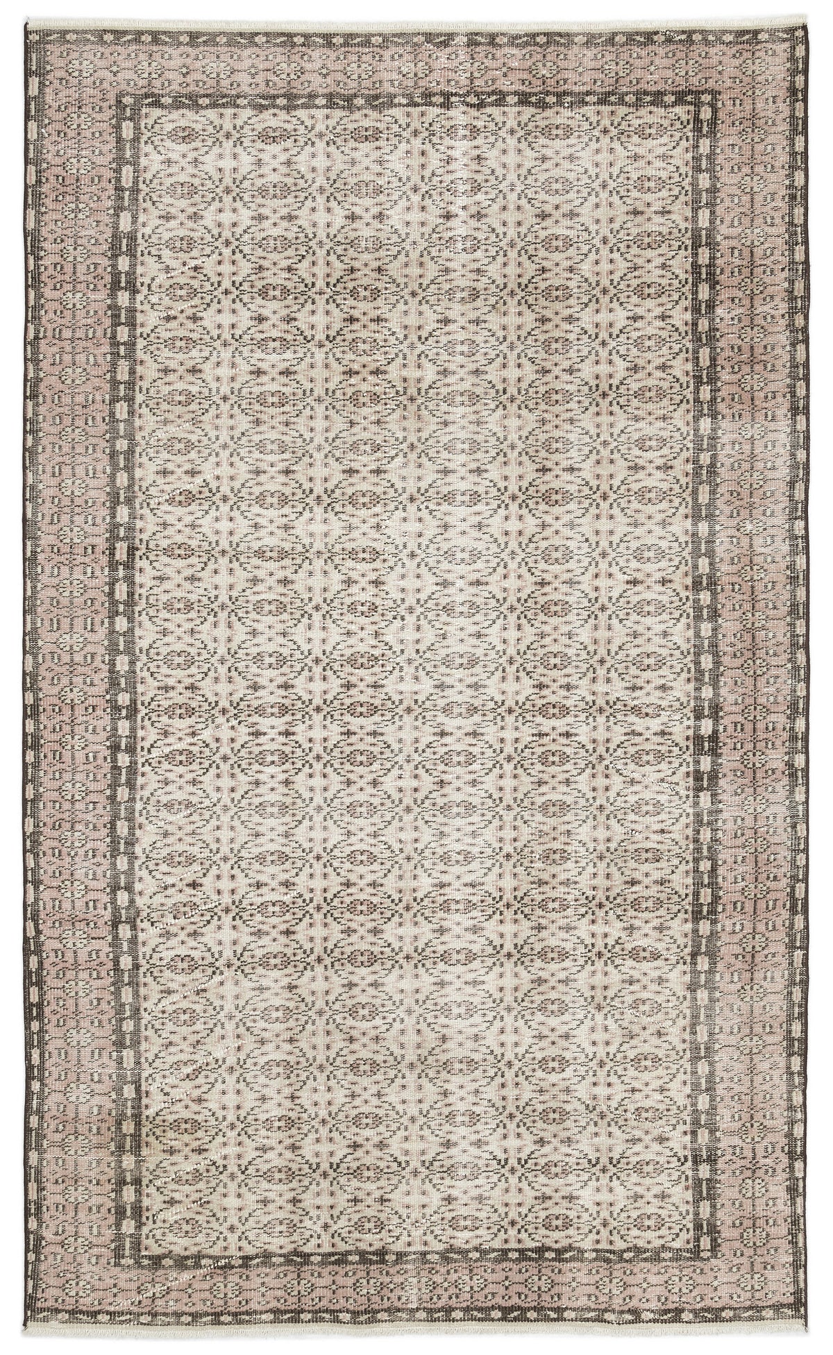Beige Over Dyed Vintage Rug 5&#39;7&#39;&#39; x 9&#39;2&#39;&#39; ft 170 x 280 cm