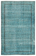 Turquoise  Over Dyed Vintage Rug 6'4'' x 9'12'' ft 193 x 304 cm