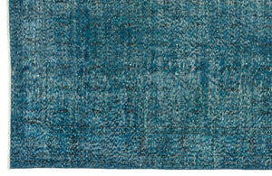Turquoise  Over Dyed Vintage Rug 5'7'' x 9'1'' ft 170 x 277 cm