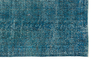Turquoise  Over Dyed Vintage Rug 5'7'' x 9'1'' ft 170 x 277 cm