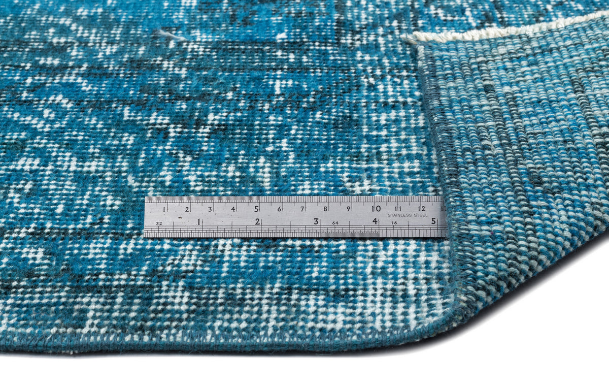 Turquoise  Over Dyed Vintage Rug 6&#39;3&#39;&#39; x 9&#39;4&#39;&#39; ft 190 x 285 cm