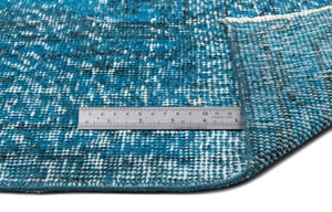 Turquoise  Over Dyed Vintage Rug 6'3'' x 9'4'' ft 190 x 285 cm