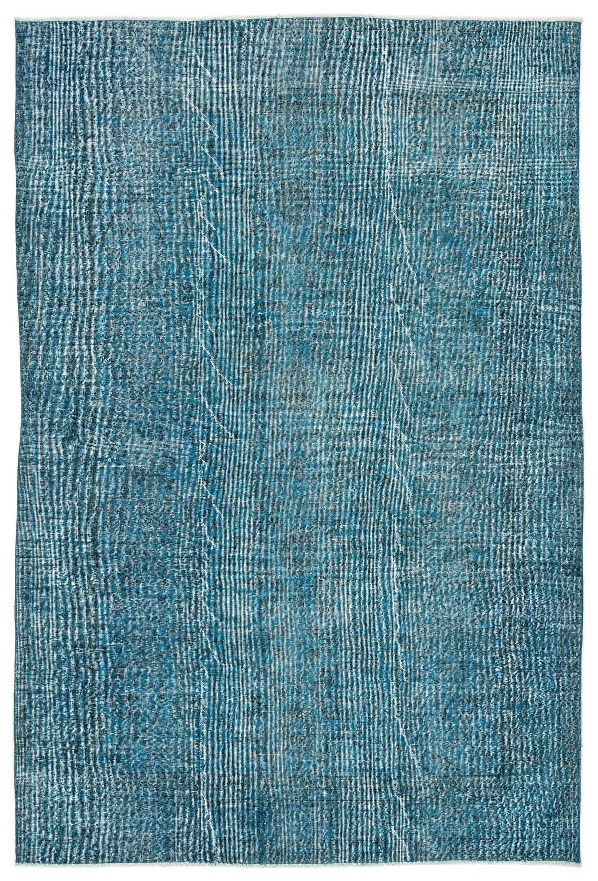 Turquoise  Over Dyed Vintage Rug 6&#39;3&#39;&#39; x 9&#39;4&#39;&#39; ft 190 x 285 cm