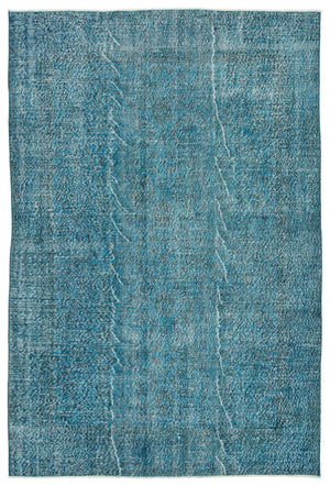 Turquoise  Over Dyed Vintage Rug 6'3'' x 9'4'' ft 190 x 285 cm