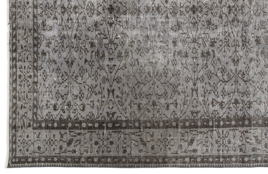 Gray Over Dyed Vintage Rug 5'7'' x 9'3'' ft 171 x 281 cm