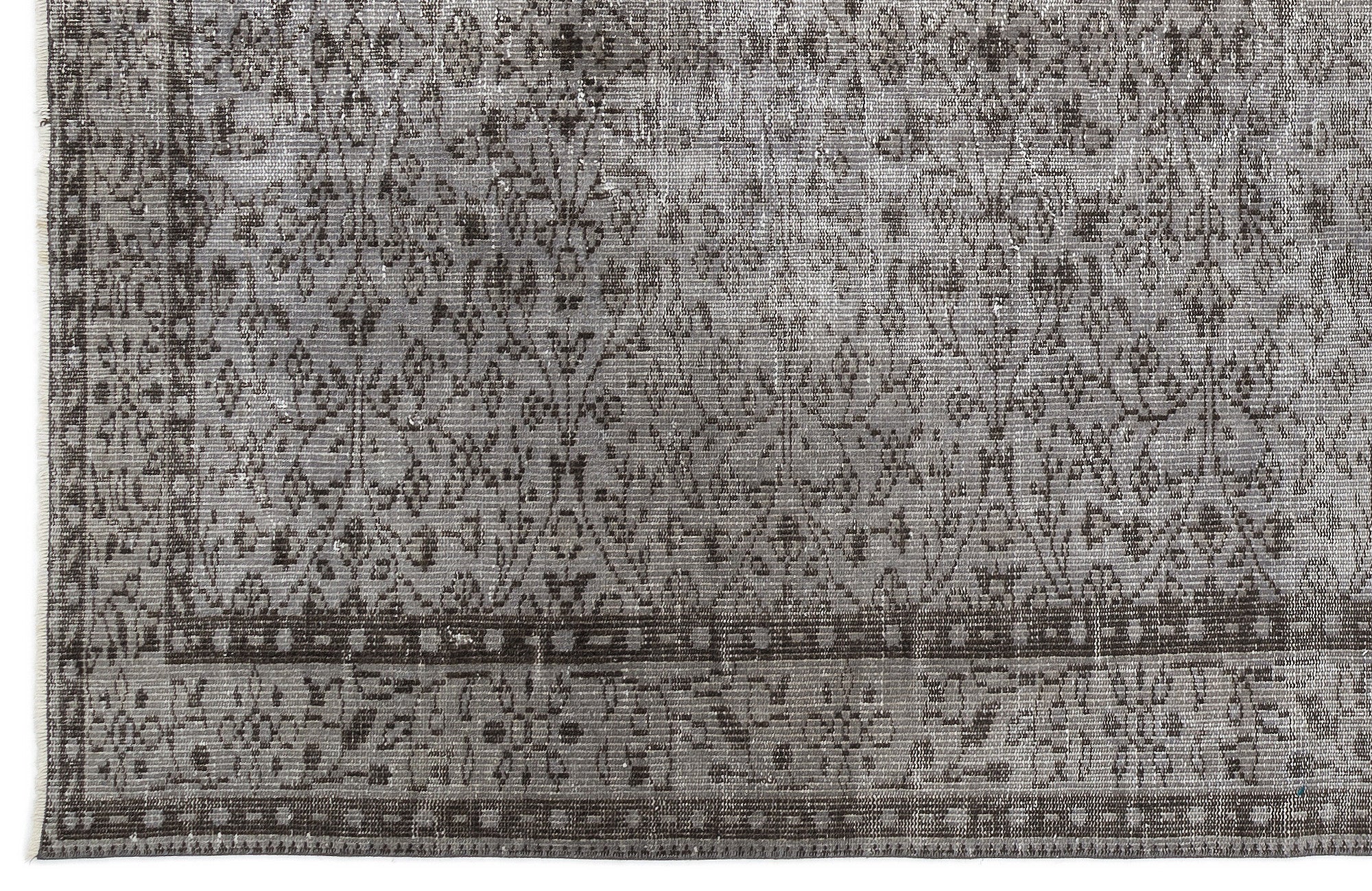 Gray Over Dyed Vintage Rug 5'7'' x 9'3'' ft 171 x 281 cm