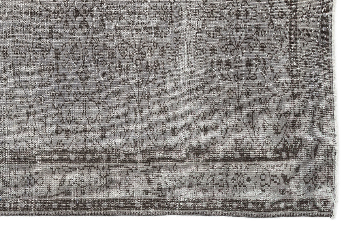 Gray Over Dyed Vintage Rug 5&#39;7&#39;&#39; x 9&#39;3&#39;&#39; ft 171 x 281 cm