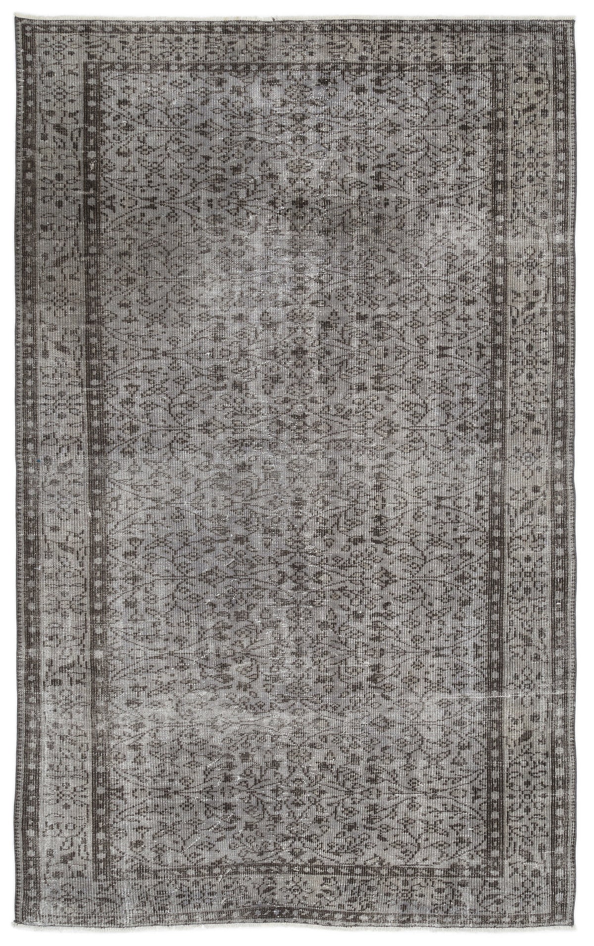 Gray Over Dyed Vintage Rug 5&#39;7&#39;&#39; x 9&#39;3&#39;&#39; ft 171 x 281 cm
