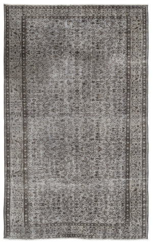 Gray Over Dyed Vintage Rug 5'7'' x 9'3'' ft 171 x 281 cm