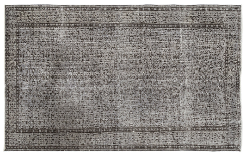 Gray Over Dyed Vintage Rug 5'7'' x 9'3'' ft 171 x 281 cm