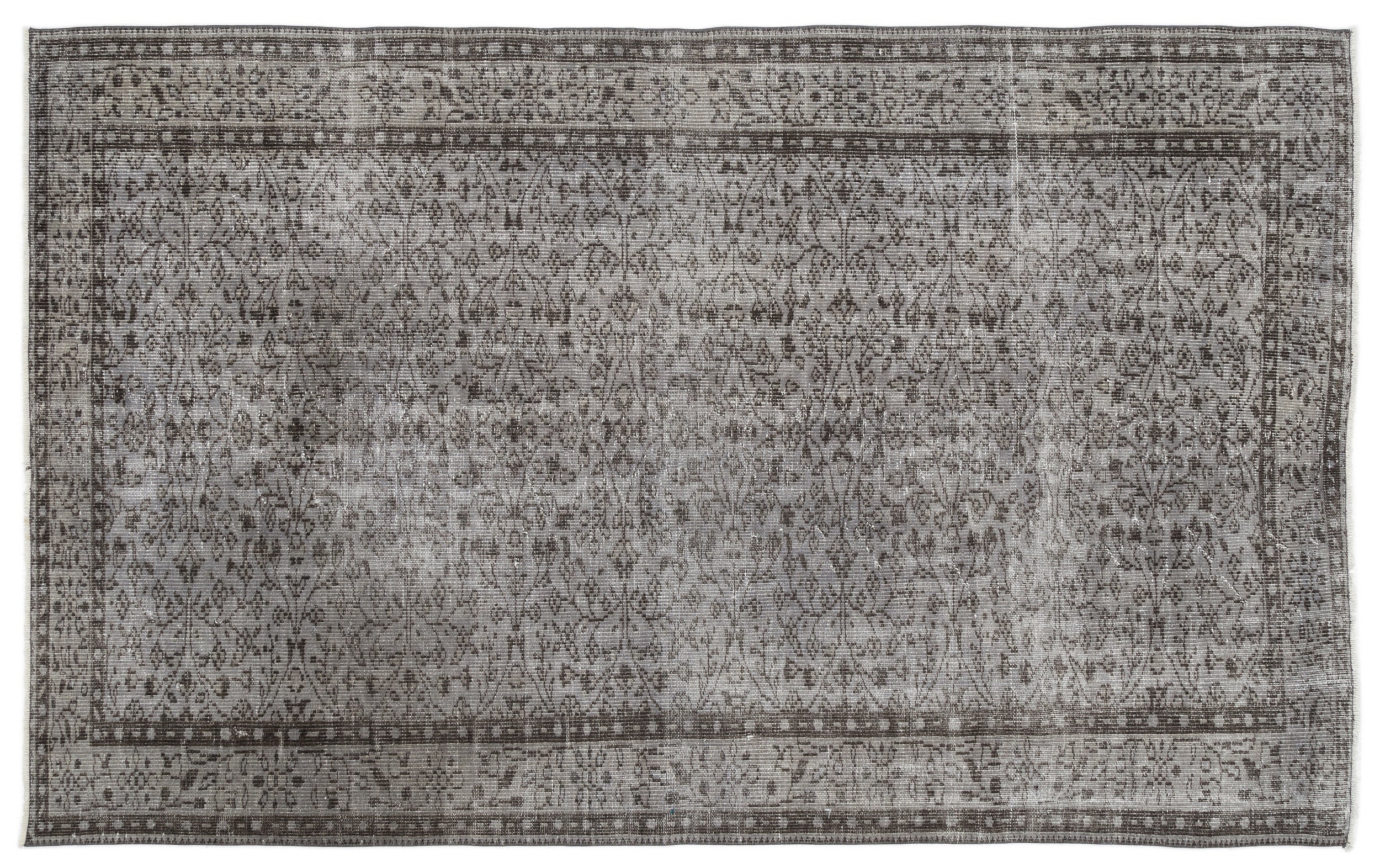 Gray Over Dyed Vintage Rug 5'7'' x 9'3'' ft 171 x 281 cm