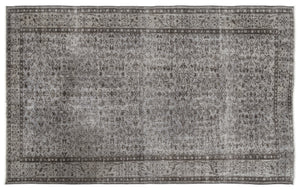Gray Over Dyed Vintage Rug 5'7'' x 9'3'' ft 171 x 281 cm