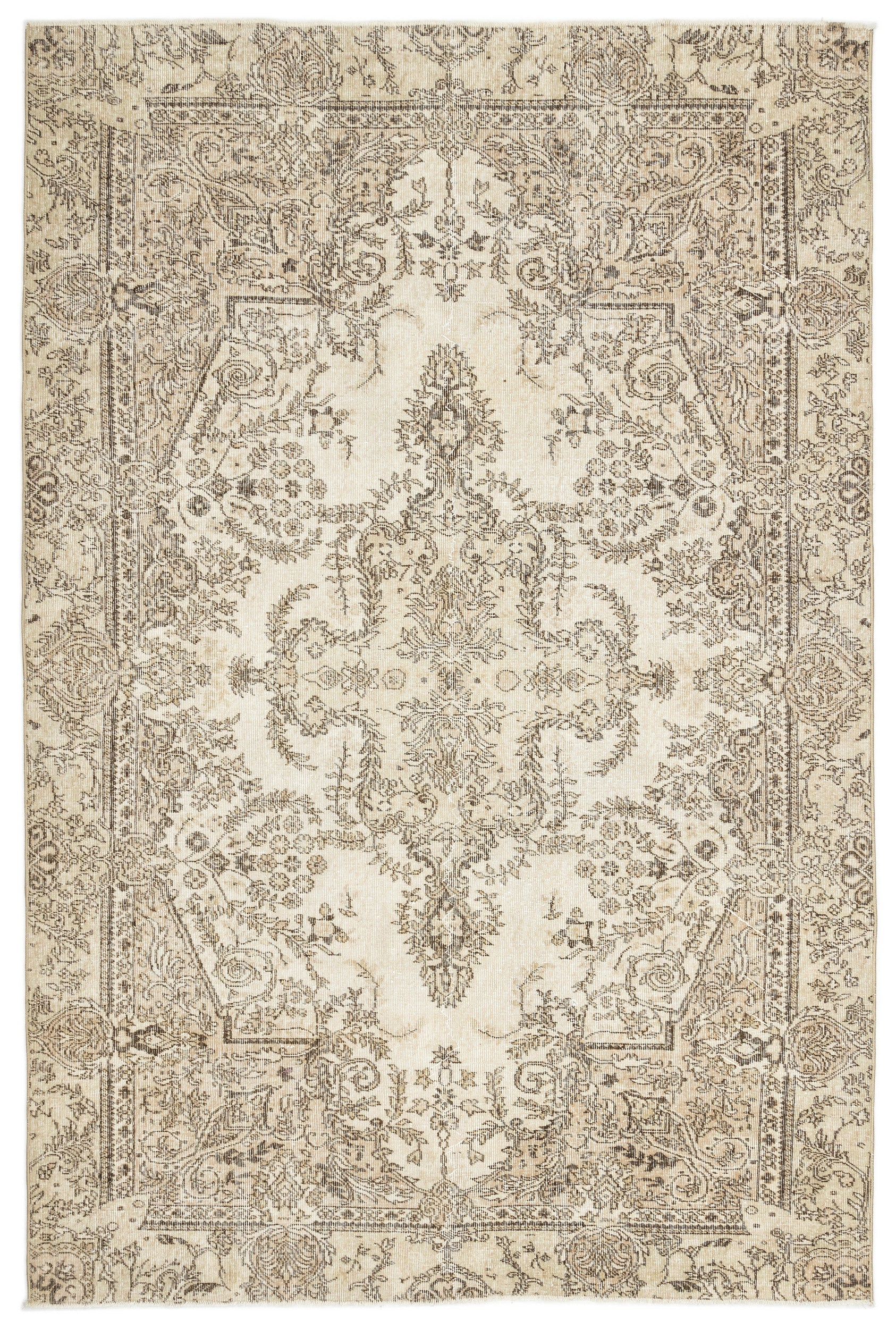 Beige Over Dyed Vintage Rug 6'3'' x 9'7'' ft 191 x 291 cm