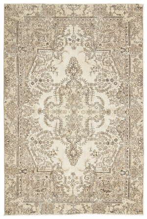 Beige Over Dyed Vintage Rug 6'3'' x 9'7'' ft 191 x 291 cm