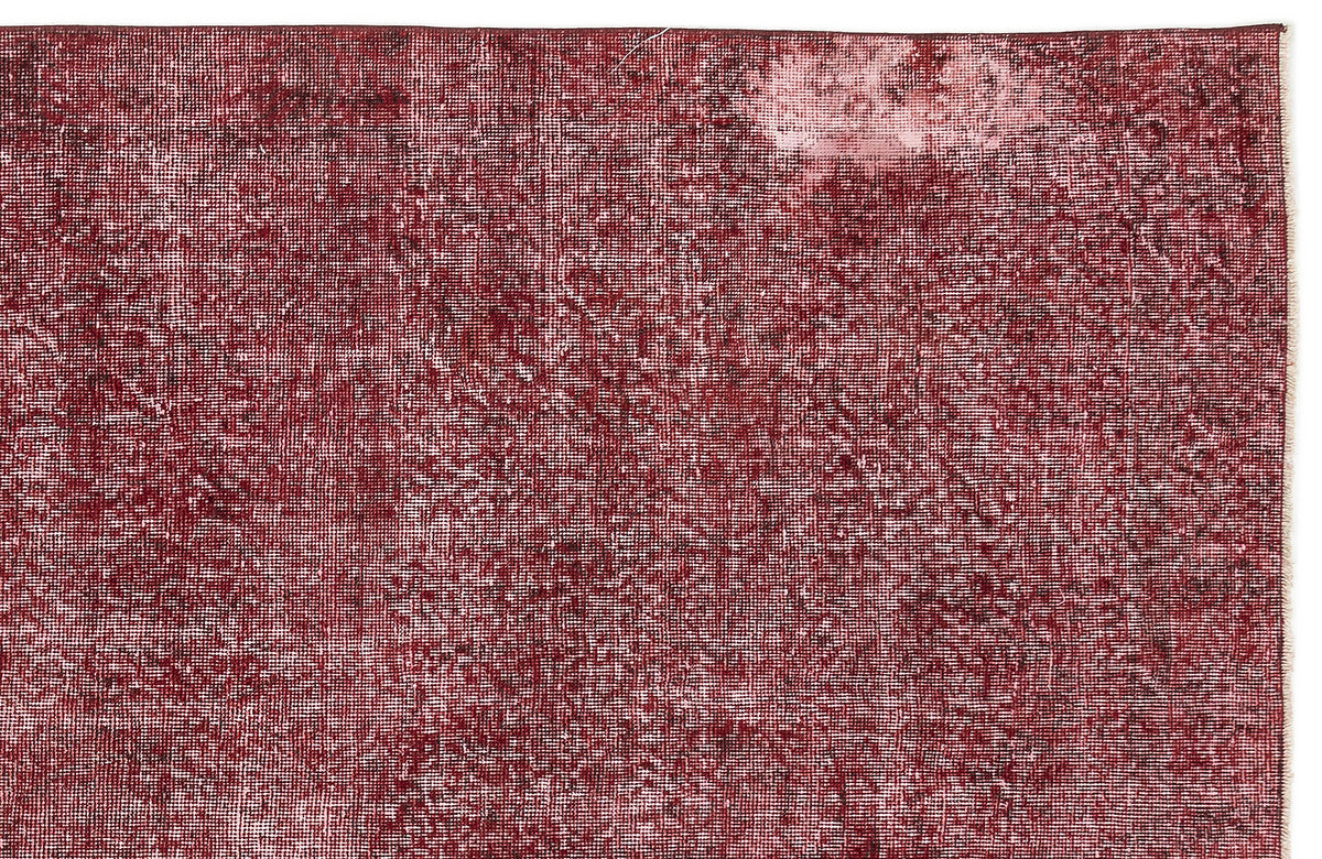 Red Over Dyed Vintage Rug 5&#39;1&#39;&#39; x 9&#39;4&#39;&#39; ft 155 x 284 cm
