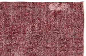 Red Over Dyed Vintage Rug 5'1'' x 9'4'' ft 155 x 284 cm