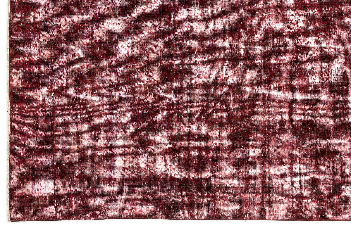 Red Over Dyed Vintage Rug 5&#39;1&#39;&#39; x 9&#39;4&#39;&#39; ft 155 x 284 cm