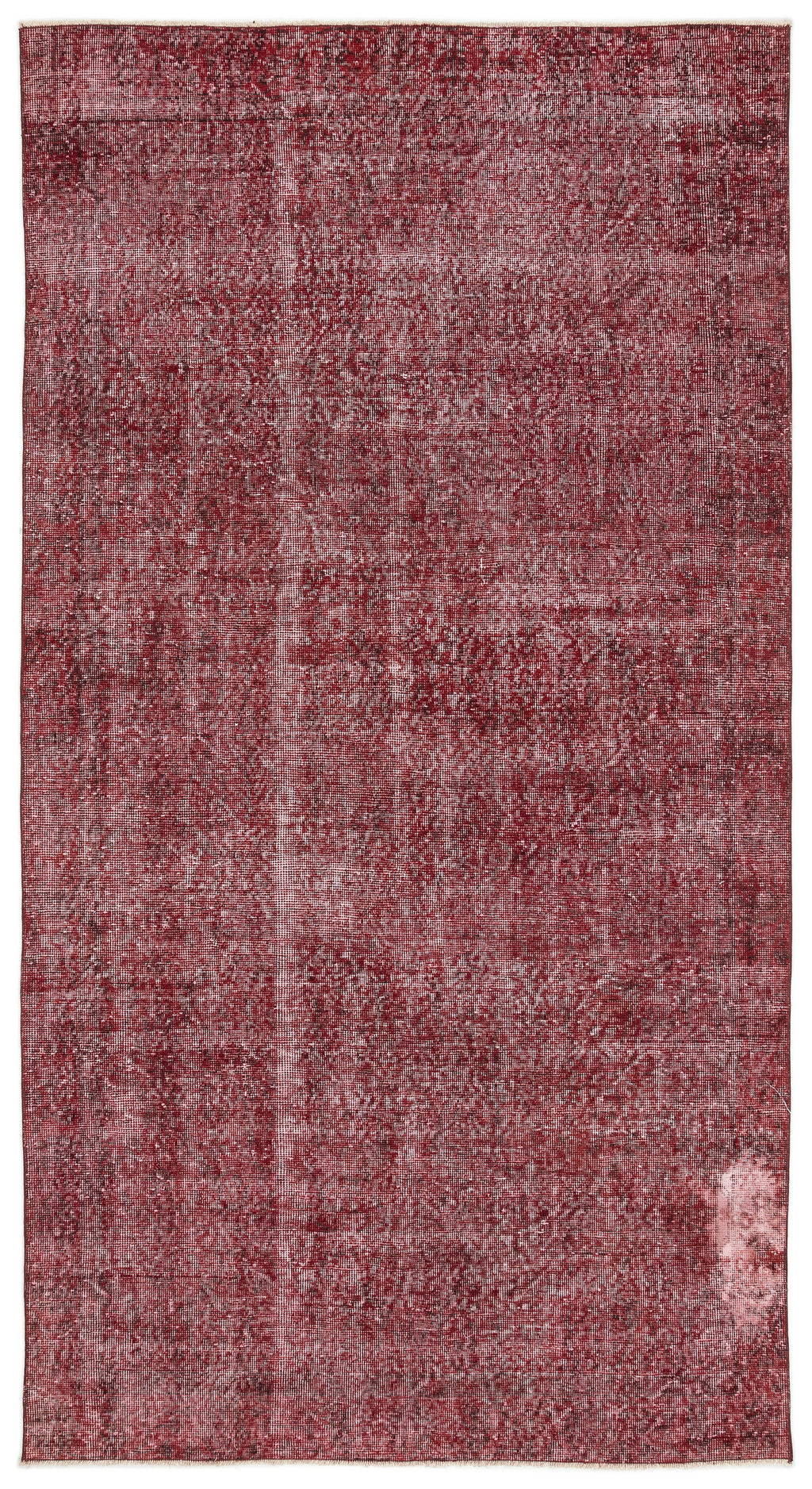 Red Over Dyed Vintage Rug 5'1'' x 9'4'' ft 155 x 284 cm