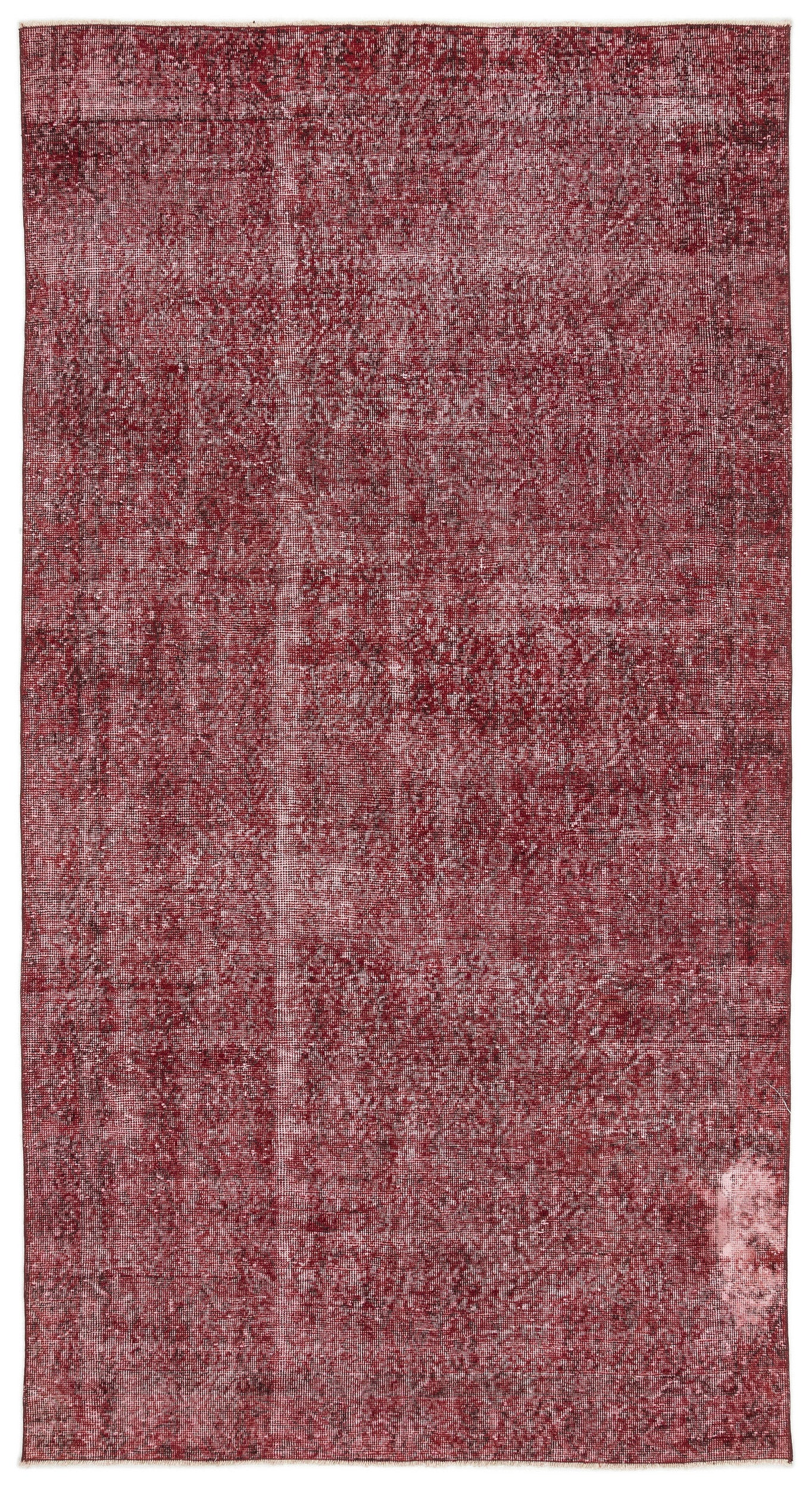 Red Over Dyed Vintage Rug 5'1'' x 9'4'' ft 155 x 284 cm