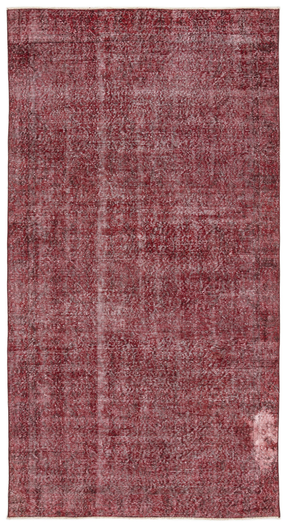 Red Over Dyed Vintage Rug 5&#39;1&#39;&#39; x 9&#39;4&#39;&#39; ft 155 x 284 cm
