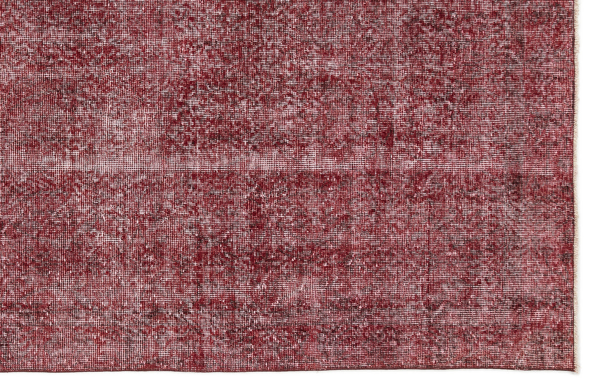 Red Over Dyed Vintage Rug 5&#39;1&#39;&#39; x 9&#39;4&#39;&#39; ft 155 x 284 cm