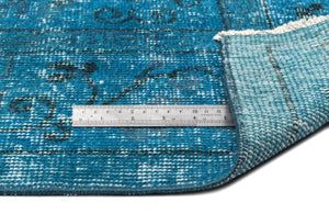 Turquoise  Over Dyed Vintage Rug 5'9'' x 9'3'' ft 174 x 282 cm