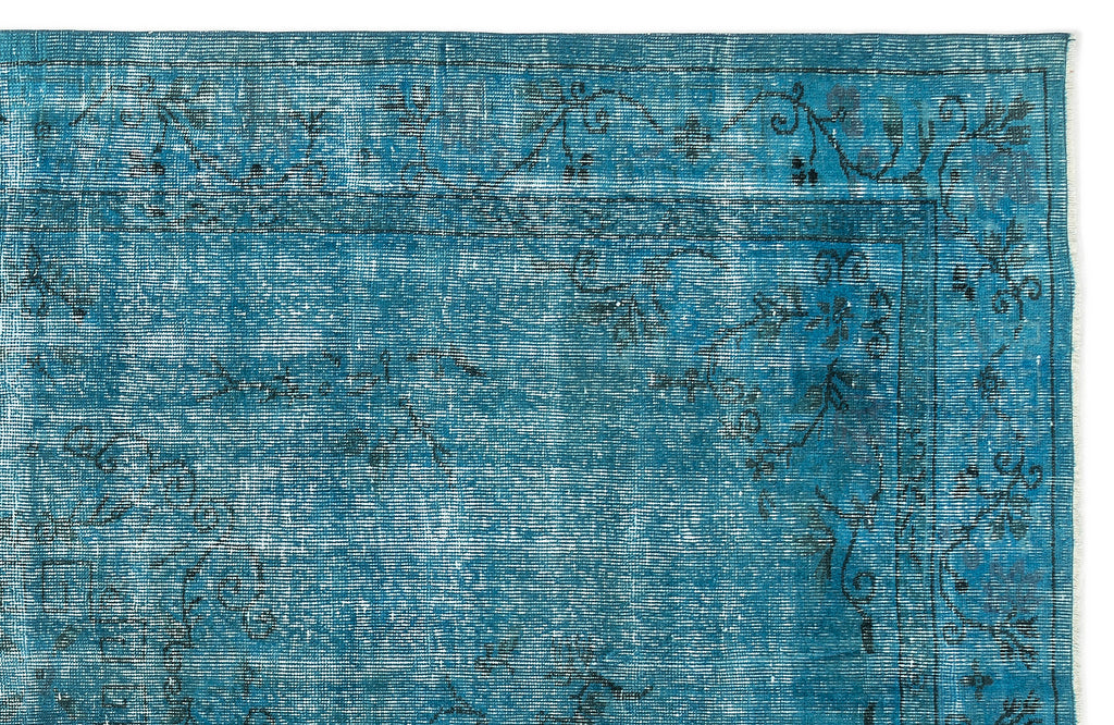Turquoise  Over Dyed Vintage Rug 5'9'' x 9'3'' ft 174 x 282 cm