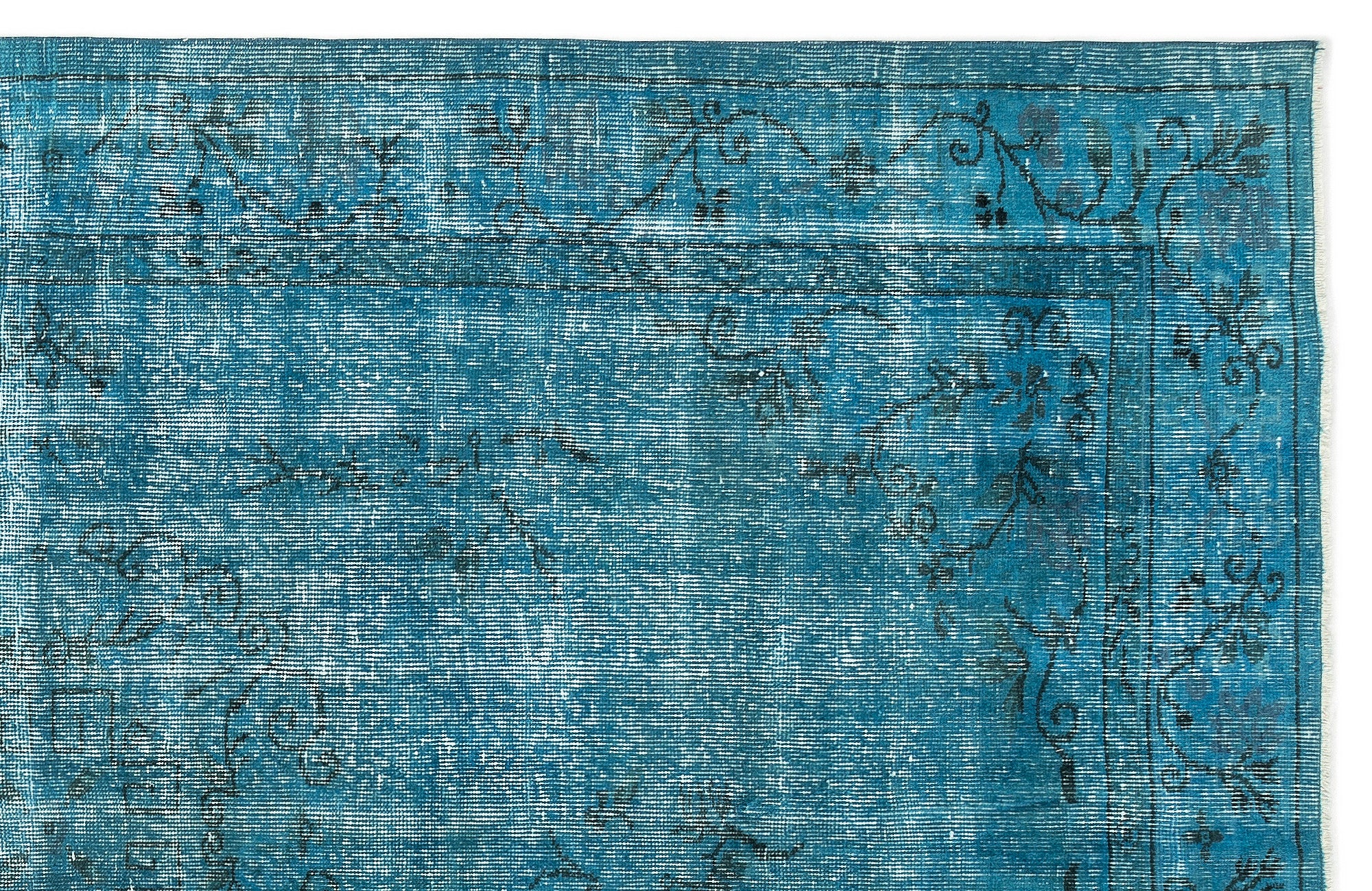 Turquoise  Over Dyed Vintage Rug 5'9'' x 9'3'' ft 174 x 282 cm