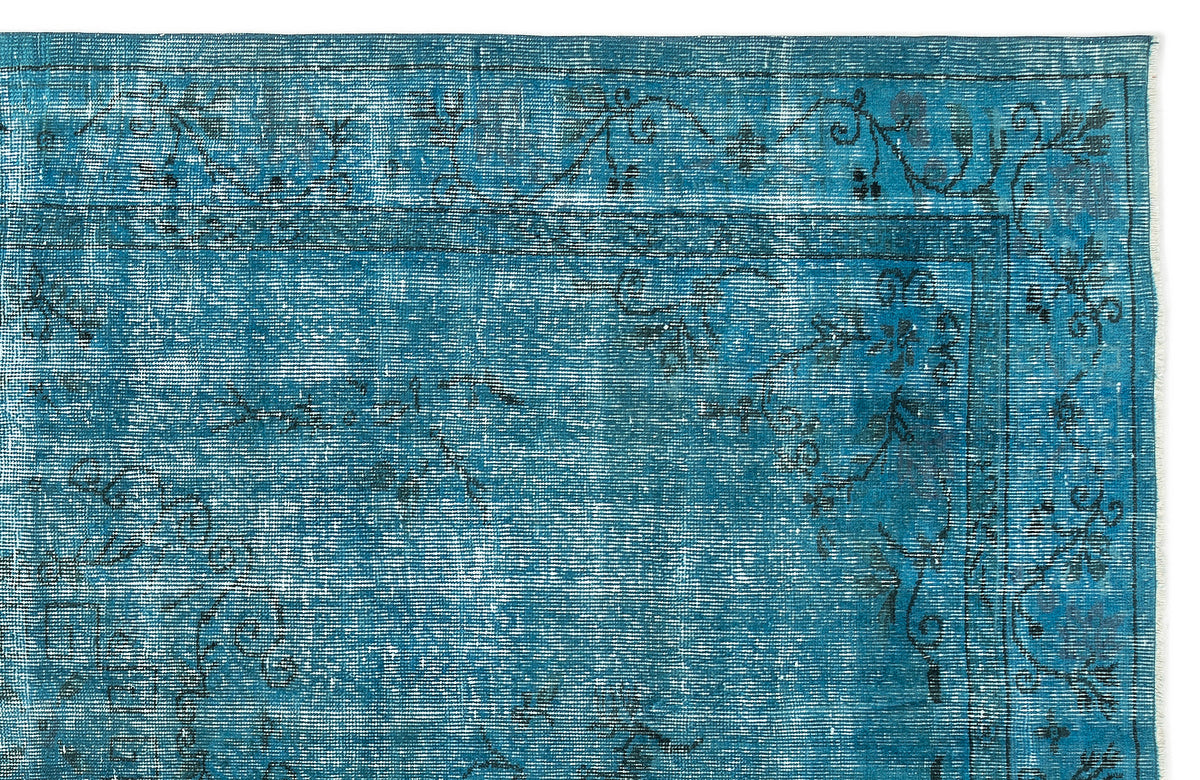 Turquoise  Over Dyed Vintage Rug 5&#39;9&#39;&#39; x 9&#39;3&#39;&#39; ft 174 x 282 cm