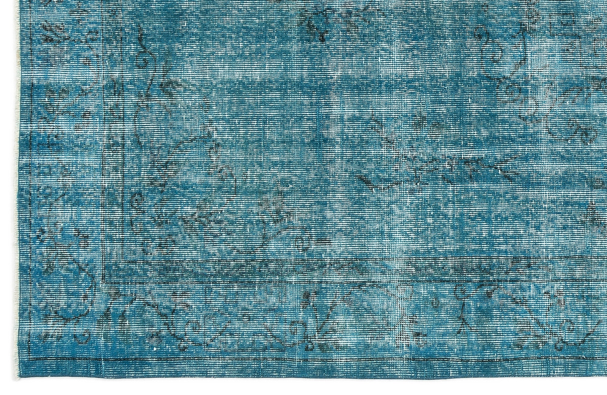 Turquoise  Over Dyed Vintage Rug 5'9'' x 9'3'' ft 174 x 282 cm