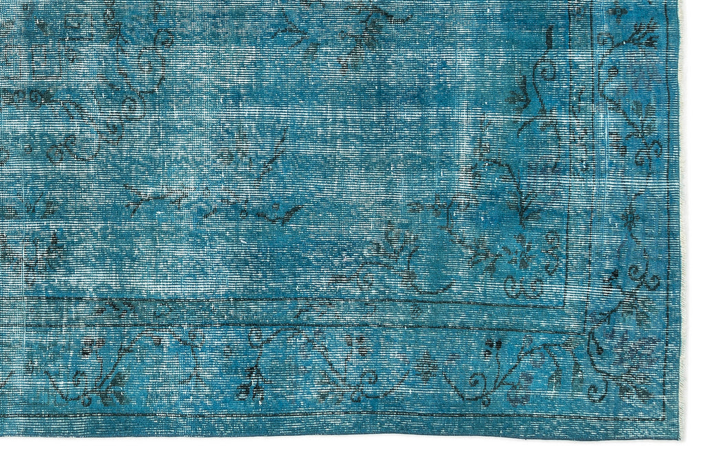 Turquoise  Over Dyed Vintage Rug 5'9'' x 9'3'' ft 174 x 282 cm