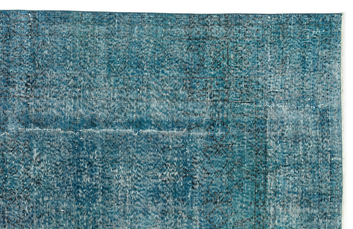 Turquoise  Over Dyed Vintage Rug 6'10'' x 10'1'' ft 208 x 308 cm