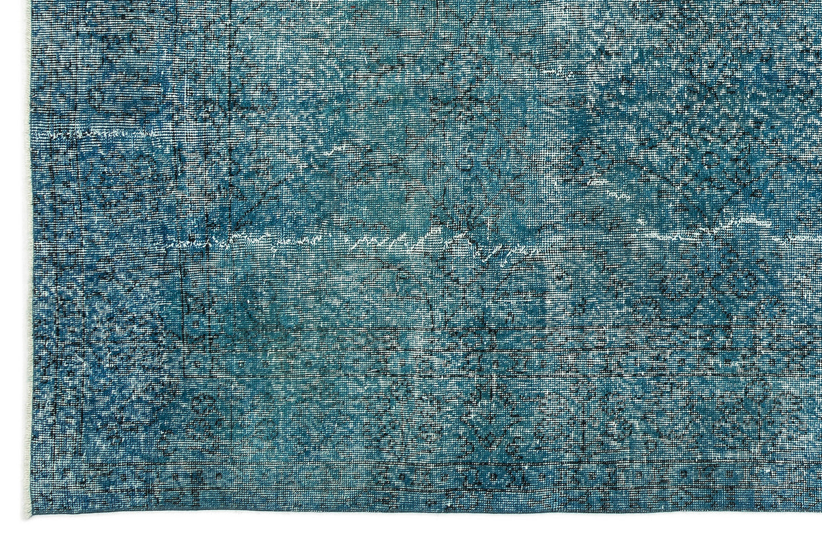 Turquoise  Over Dyed Vintage Rug 6'10'' x 10'1'' ft 208 x 308 cm
