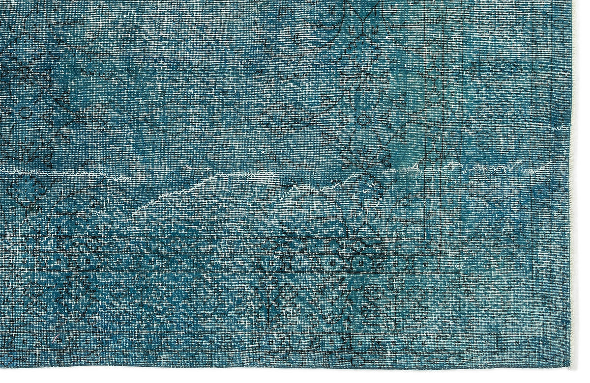 Turquoise  Over Dyed Vintage Rug 6'10'' x 10'1'' ft 208 x 308 cm