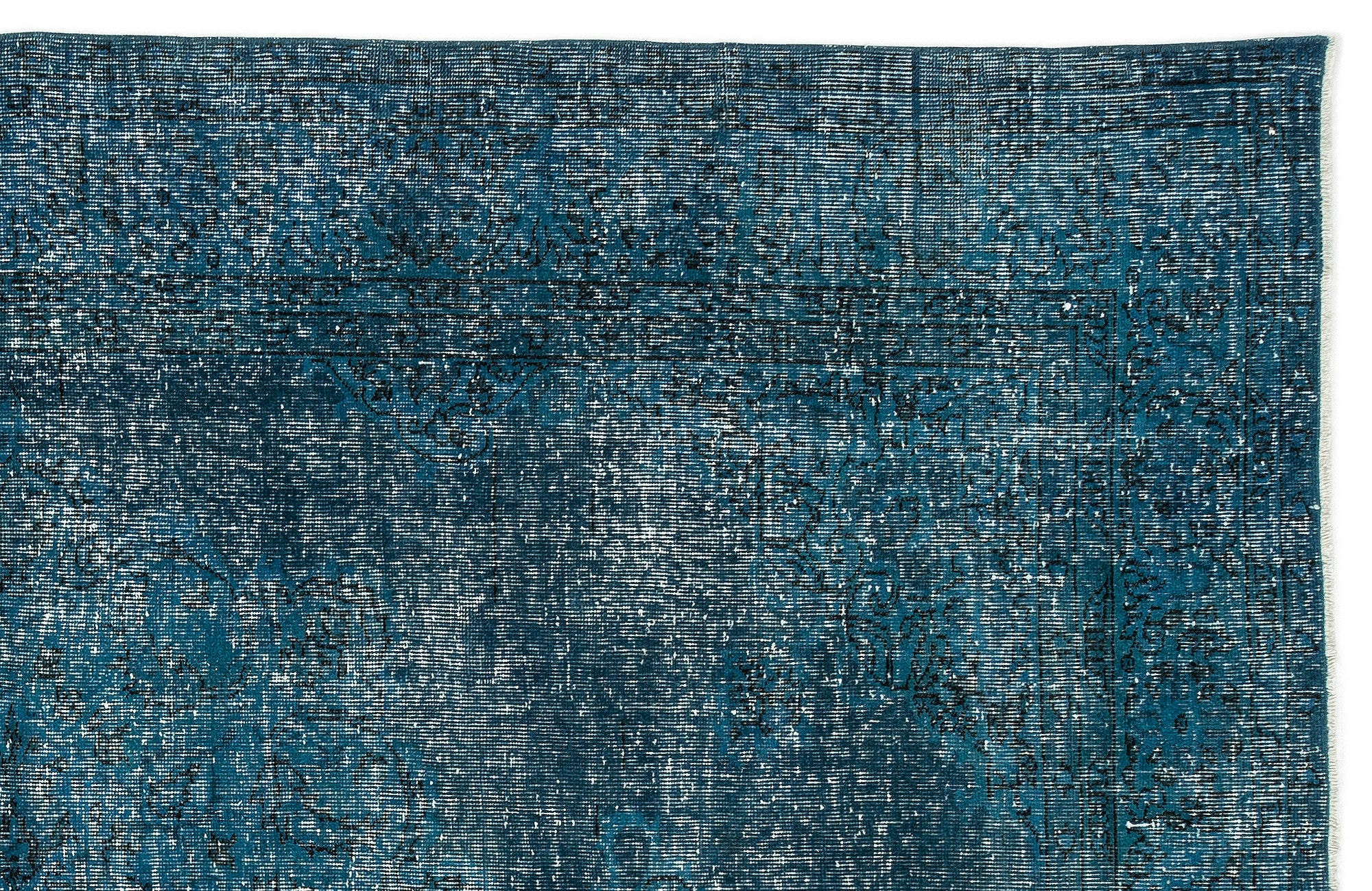 Turquoise  Over Dyed Vintage Rug 6'4'' x 9'7'' ft 193 x 292 cm