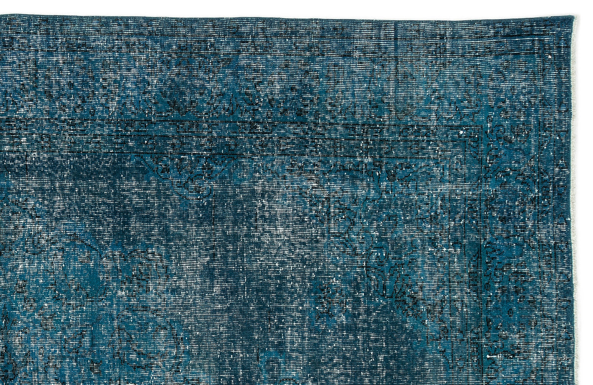 Turquoise  Over Dyed Vintage Rug 6&#39;4&#39;&#39; x 9&#39;7&#39;&#39; ft 193 x 292 cm