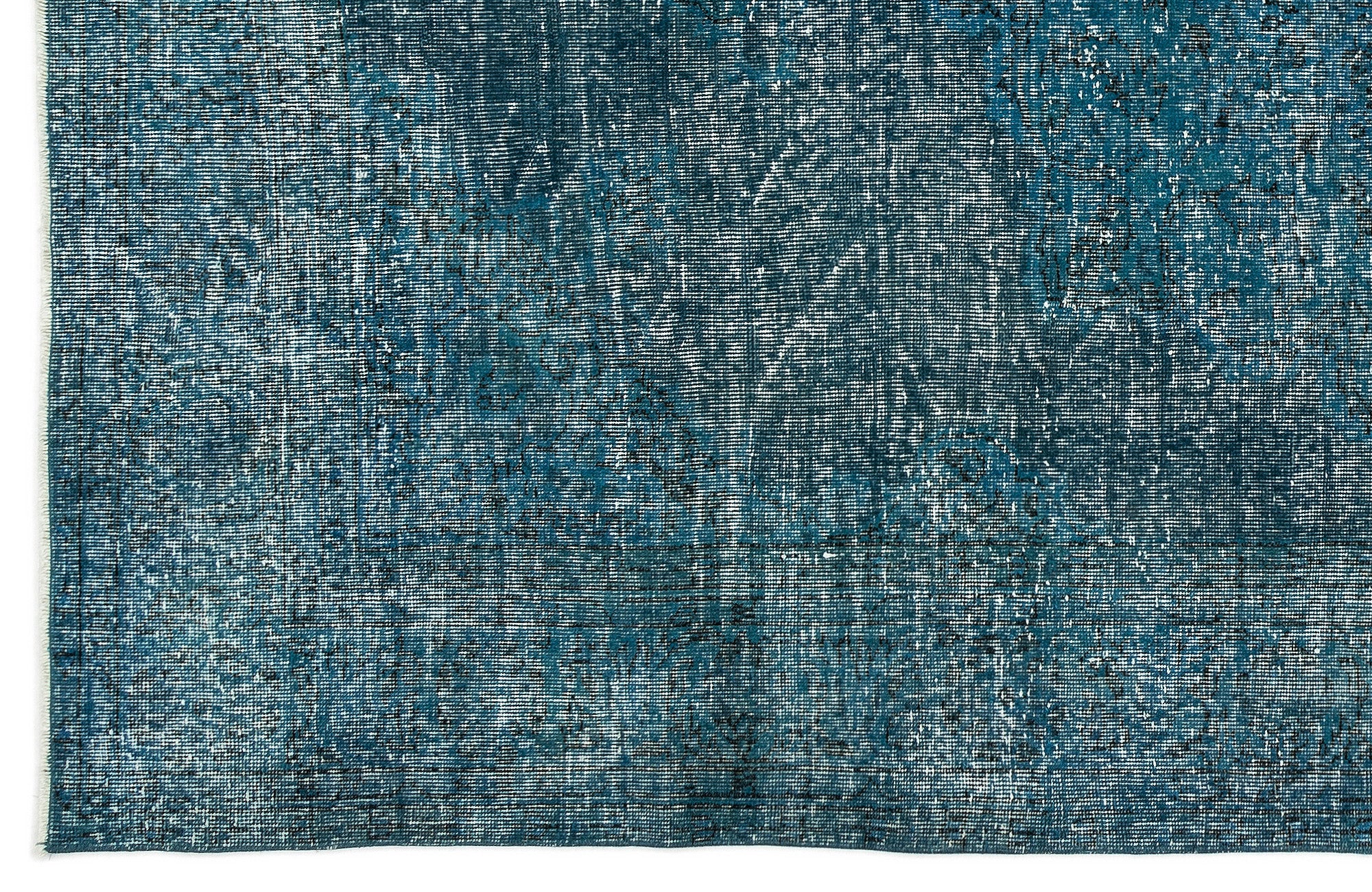 Turquoise  Over Dyed Vintage Rug 6'4'' x 9'7'' ft 193 x 292 cm
