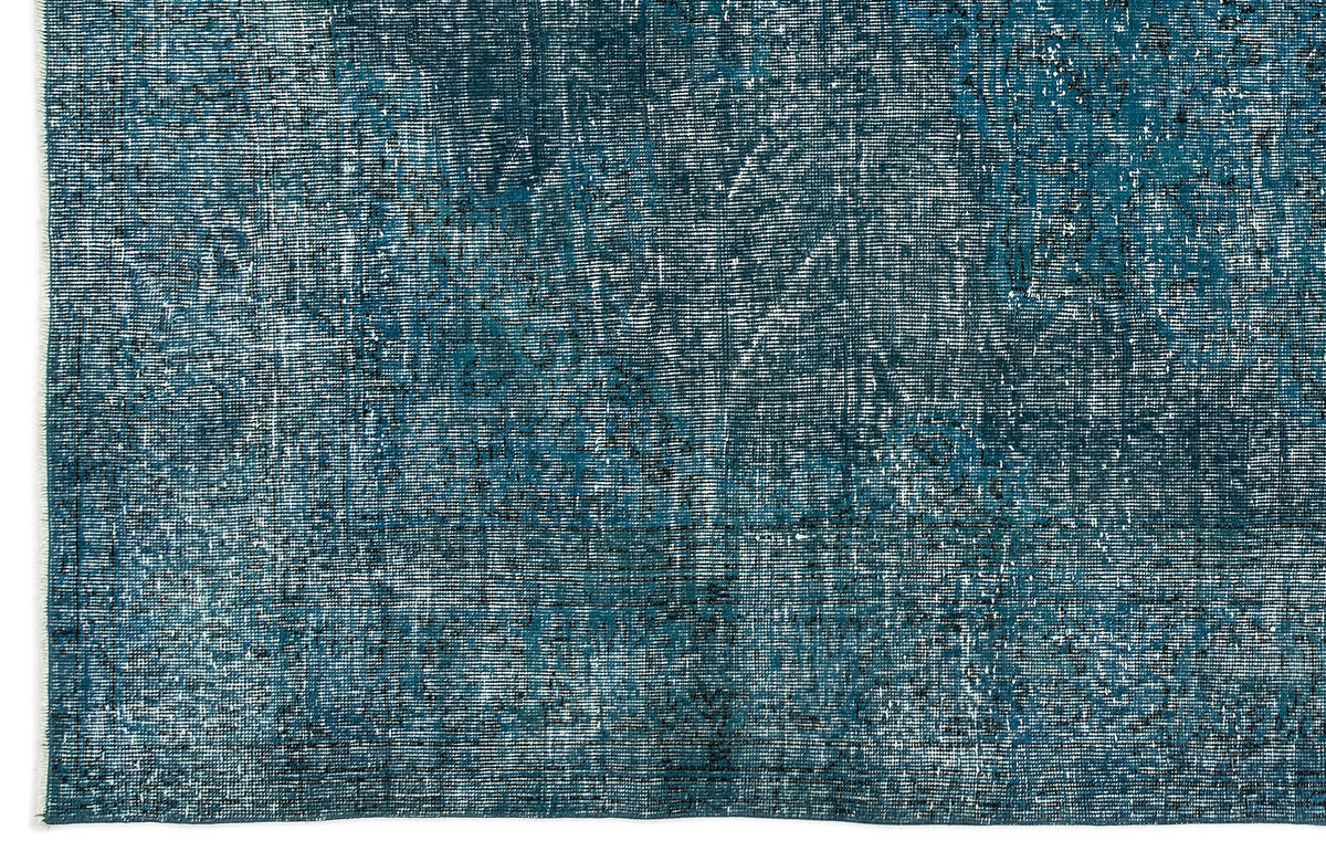 Turquoise  Over Dyed Vintage Rug 6&#39;4&#39;&#39; x 9&#39;7&#39;&#39; ft 193 x 292 cm