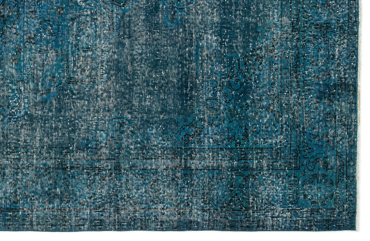 Turquoise  Over Dyed Vintage Rug 6&#39;4&#39;&#39; x 9&#39;7&#39;&#39; ft 193 x 292 cm