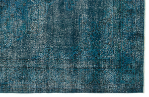 Turquoise  Over Dyed Vintage Rug 6'4'' x 9'7'' ft 193 x 292 cm