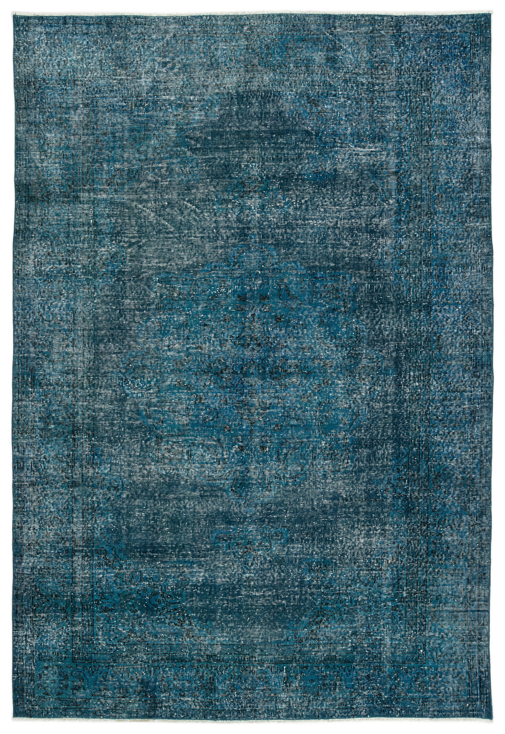 Turquoise  Over Dyed Vintage Rug 6'4'' x 9'7'' ft 193 x 292 cm