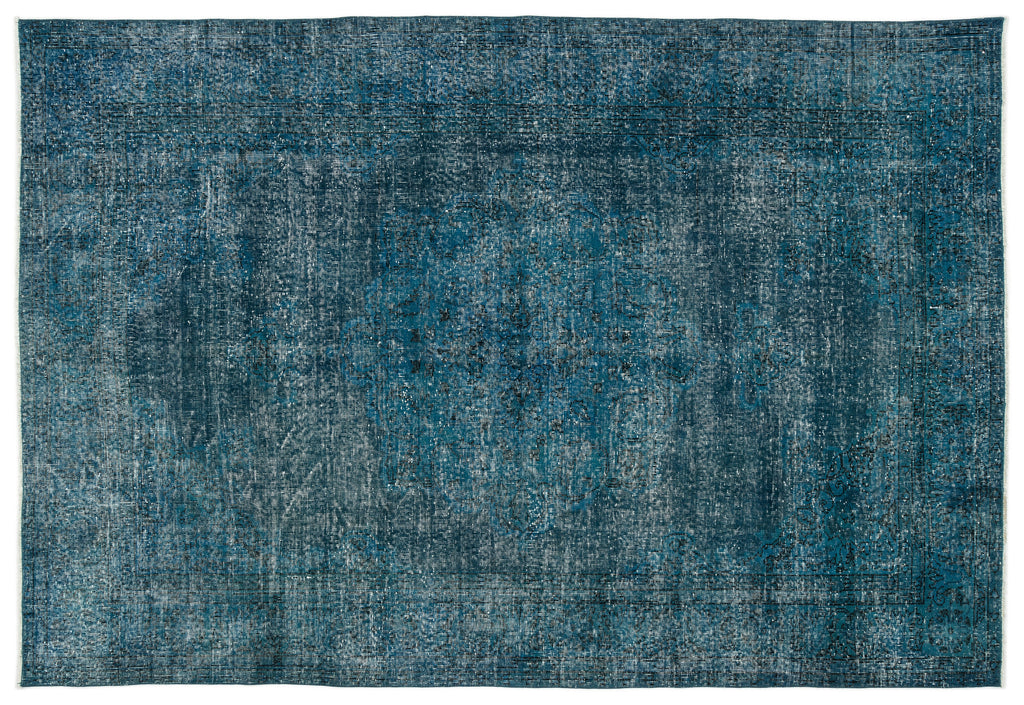 Turquoise  Over Dyed Vintage Rug 6'4'' x 9'7'' ft 193 x 292 cm