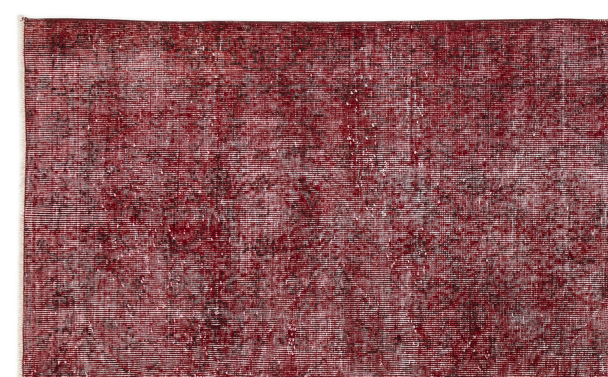 Red Over Dyed Vintage Rug 5&#39;4&#39;&#39; x 8&#39;10&#39;&#39; ft 163 x 270 cm