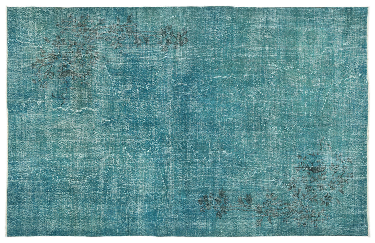Turquoise  Over Dyed Vintage Rug 6&#39;7&#39;&#39; x 10&#39;4&#39;&#39; ft 201 x 316 cm