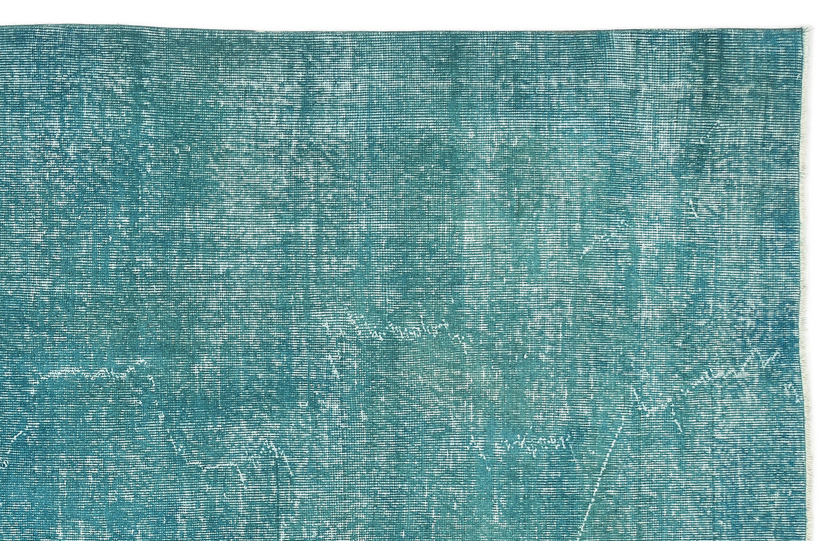 Turquoise  Over Dyed Vintage Rug 6&#39;7&#39;&#39; x 10&#39;4&#39;&#39; ft 201 x 316 cm