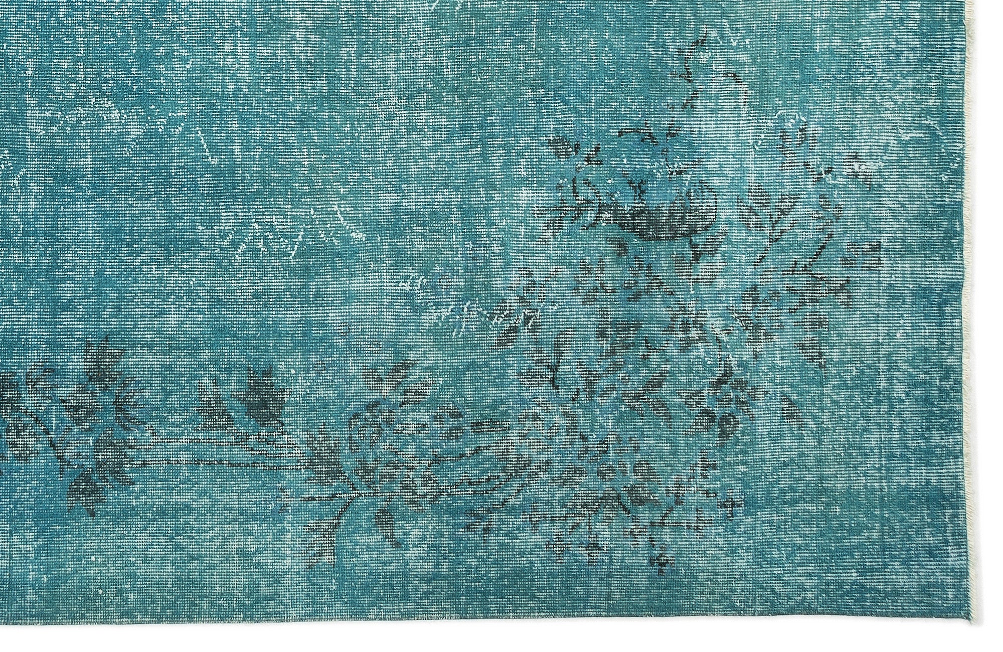Turquoise  Over Dyed Vintage Rug 6'7'' x 10'4'' ft 201 x 316 cm