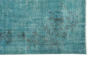 Turquoise  Over Dyed Vintage Rug 6'7'' x 10'4'' ft 201 x 316 cm